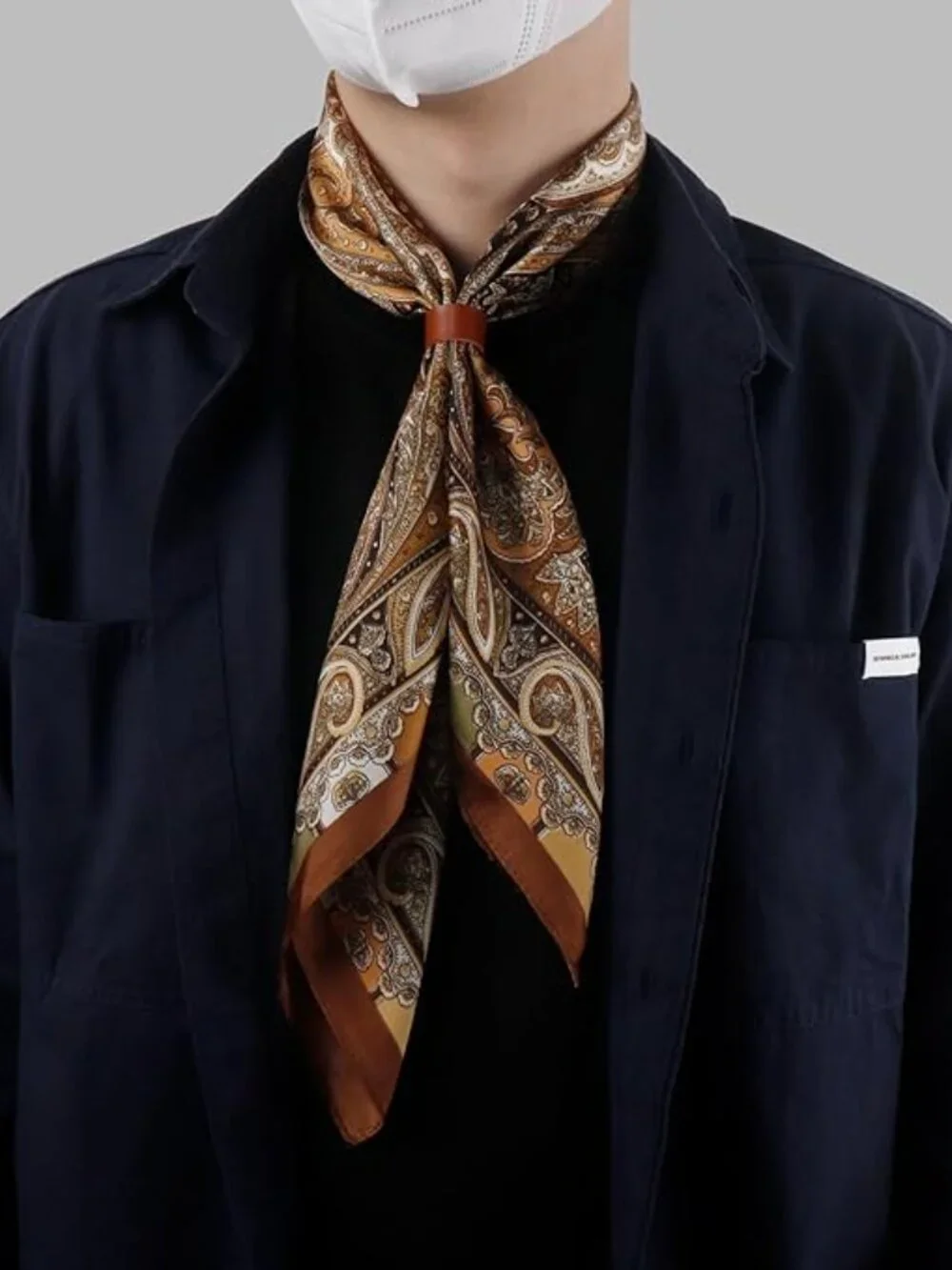 Square Silk Feeling Neck Scarf 27.5in